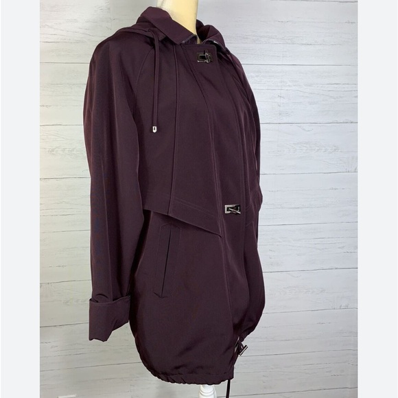 FLEET STREET Brown Full Zip Toggle Button Raincoat Jacket Size PM - Picture 5 of 16